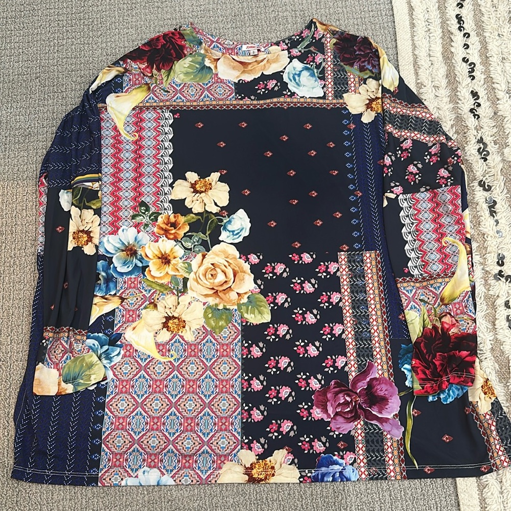 Johnny Was S Oversized Printed Patchwork Floral T… - image 1